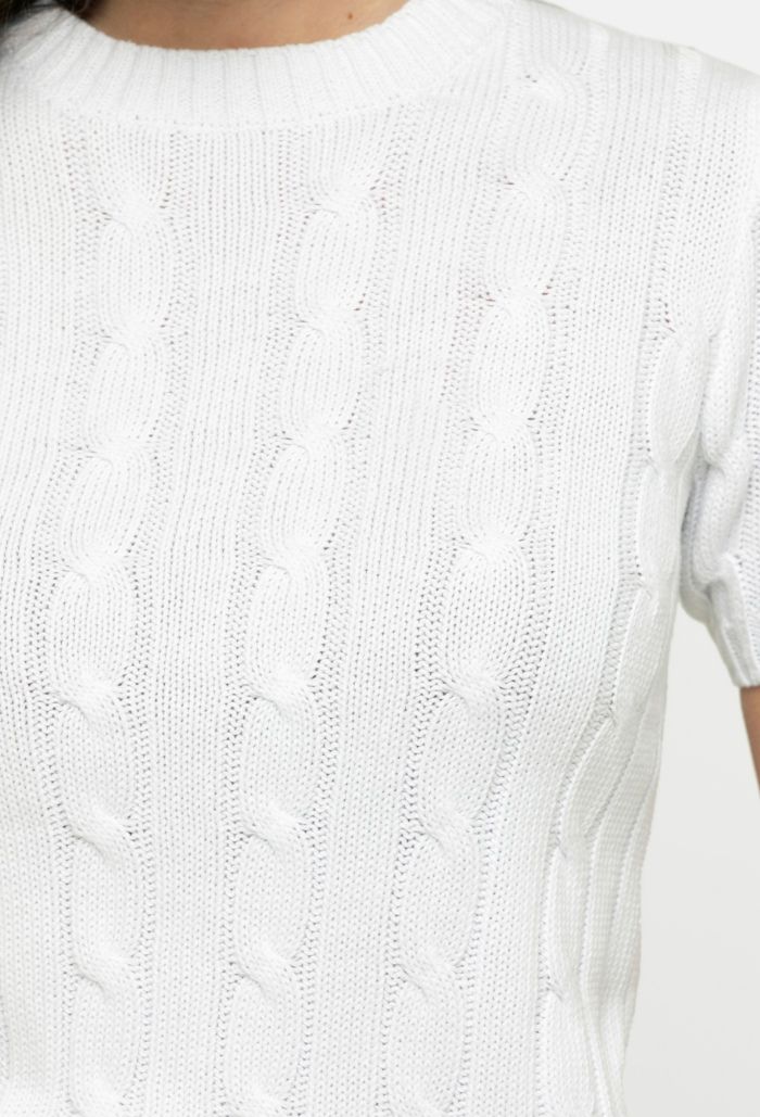 Jersey 100% algodón con cuello redondo manga corta color blanco - 38.94
