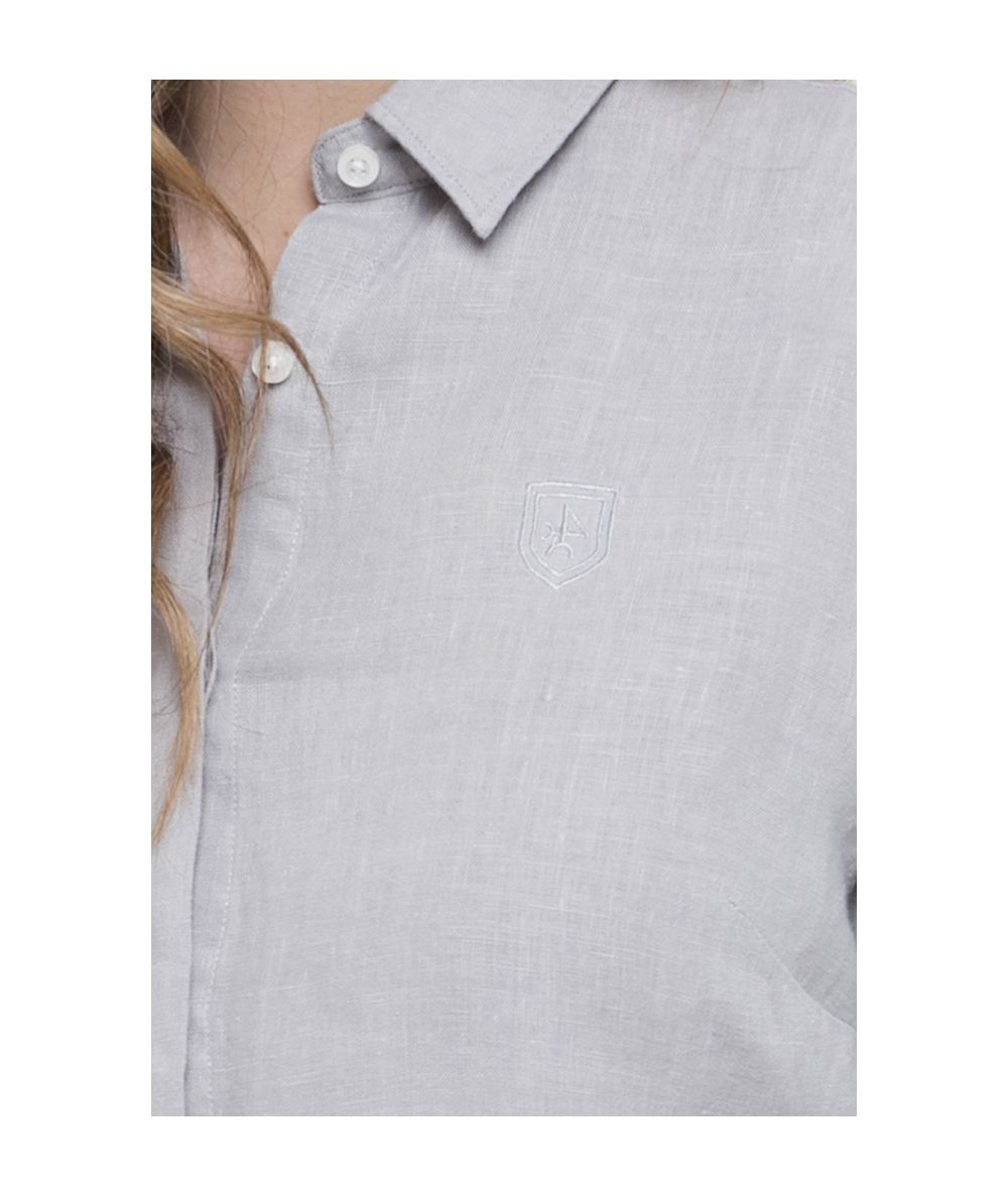 Camisa clásica de lino color gris - Valecuatro