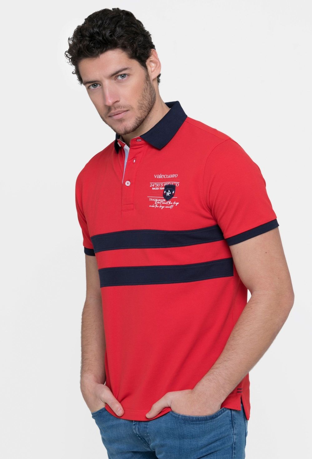 Valecuatro - Polo de hombre franjas Valecuatro color rojo