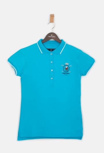 Polo clásico turquesa escudo Valecuatro de mujer