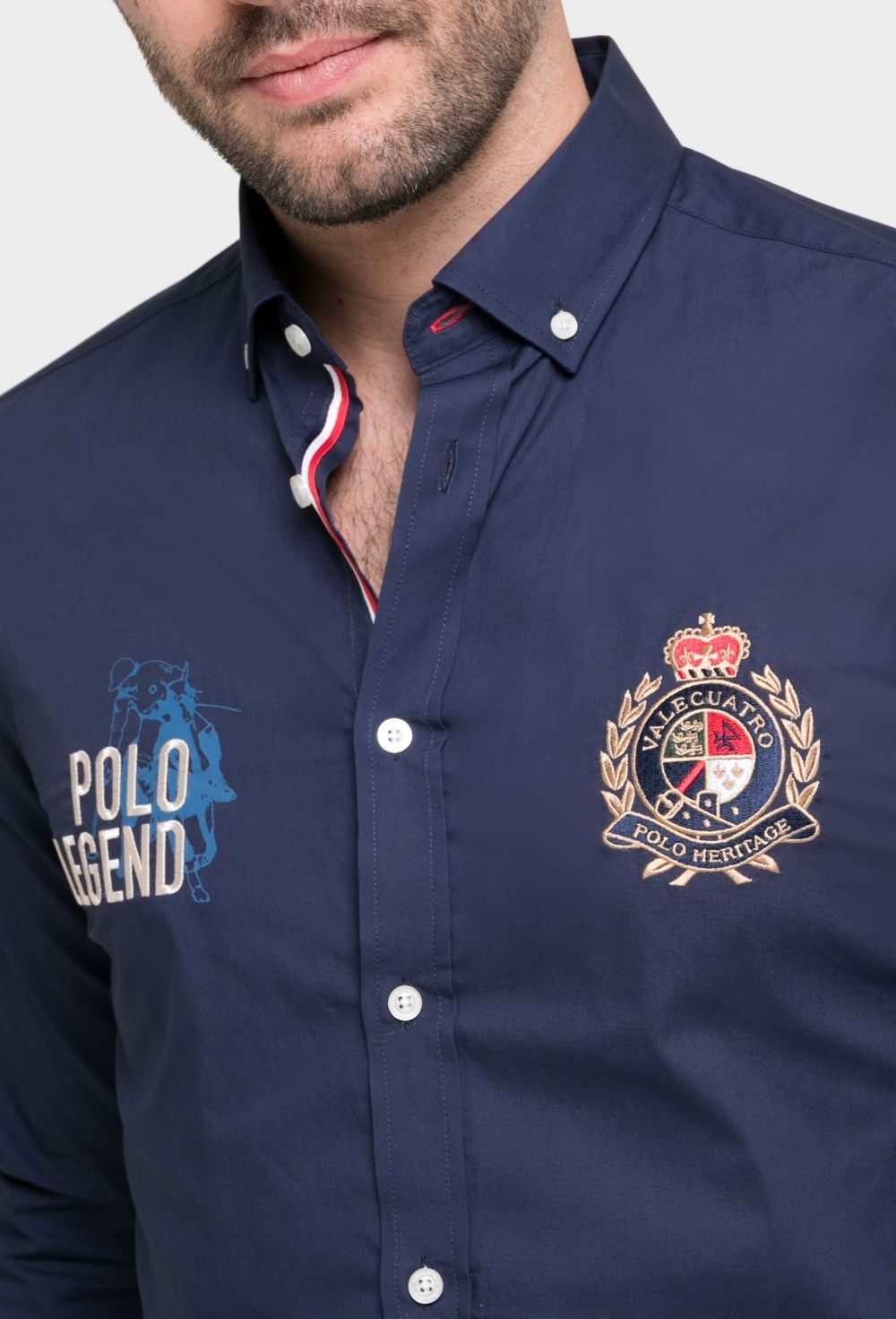 Valecuatro - Camisa azul marino bordada modelo Legend