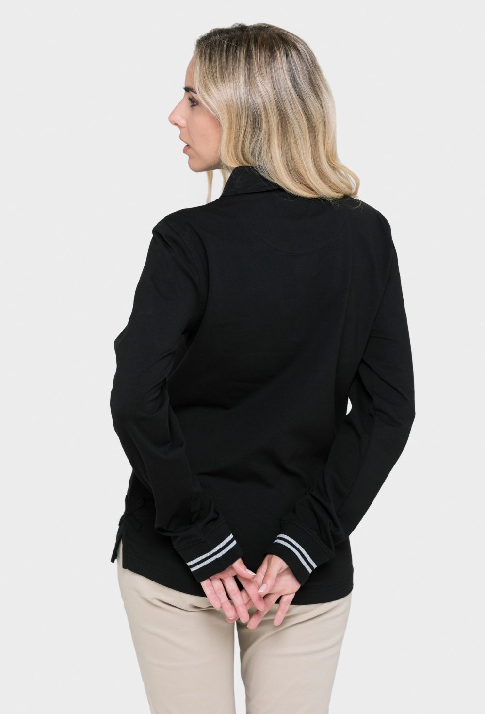 Polo negro manga larga mujer online