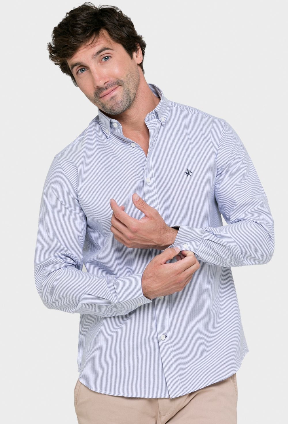 camisas - Camisa oxford clásica a rayas azul marino I23H-5456-AZM