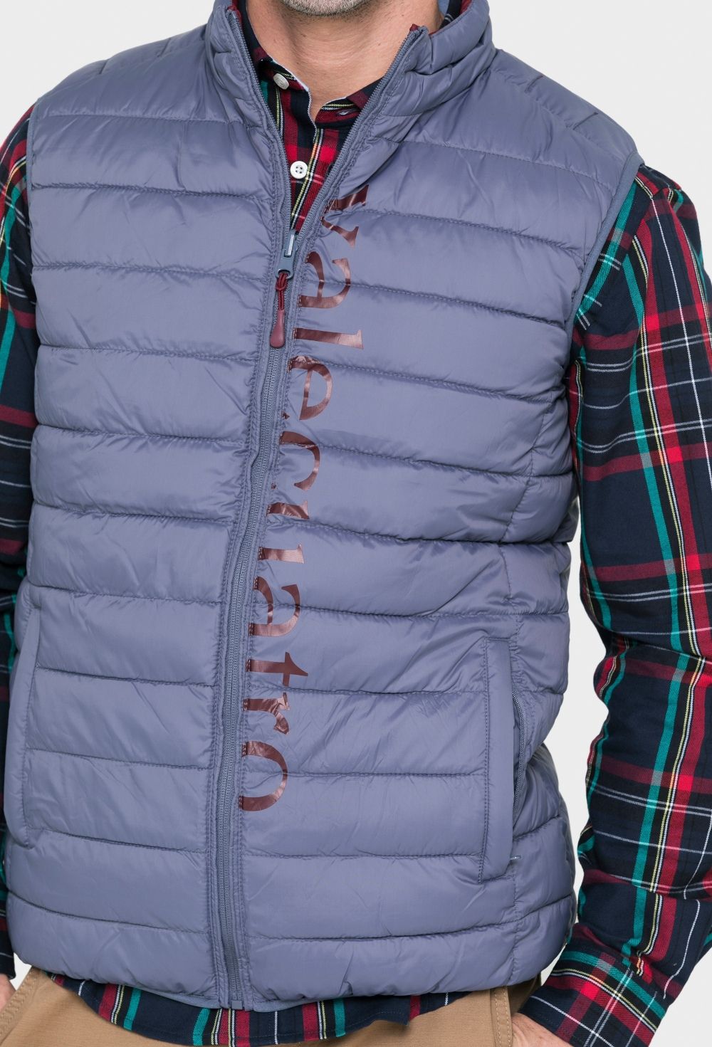 Chaleco acolchado reversible granate e índigo