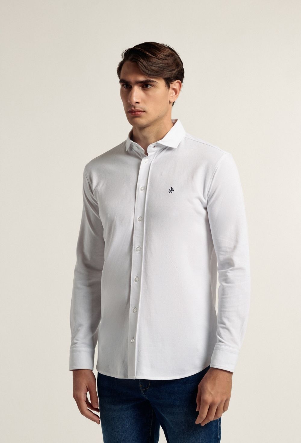 camisas - Camisa piqué color blanco P24H-5655-BL