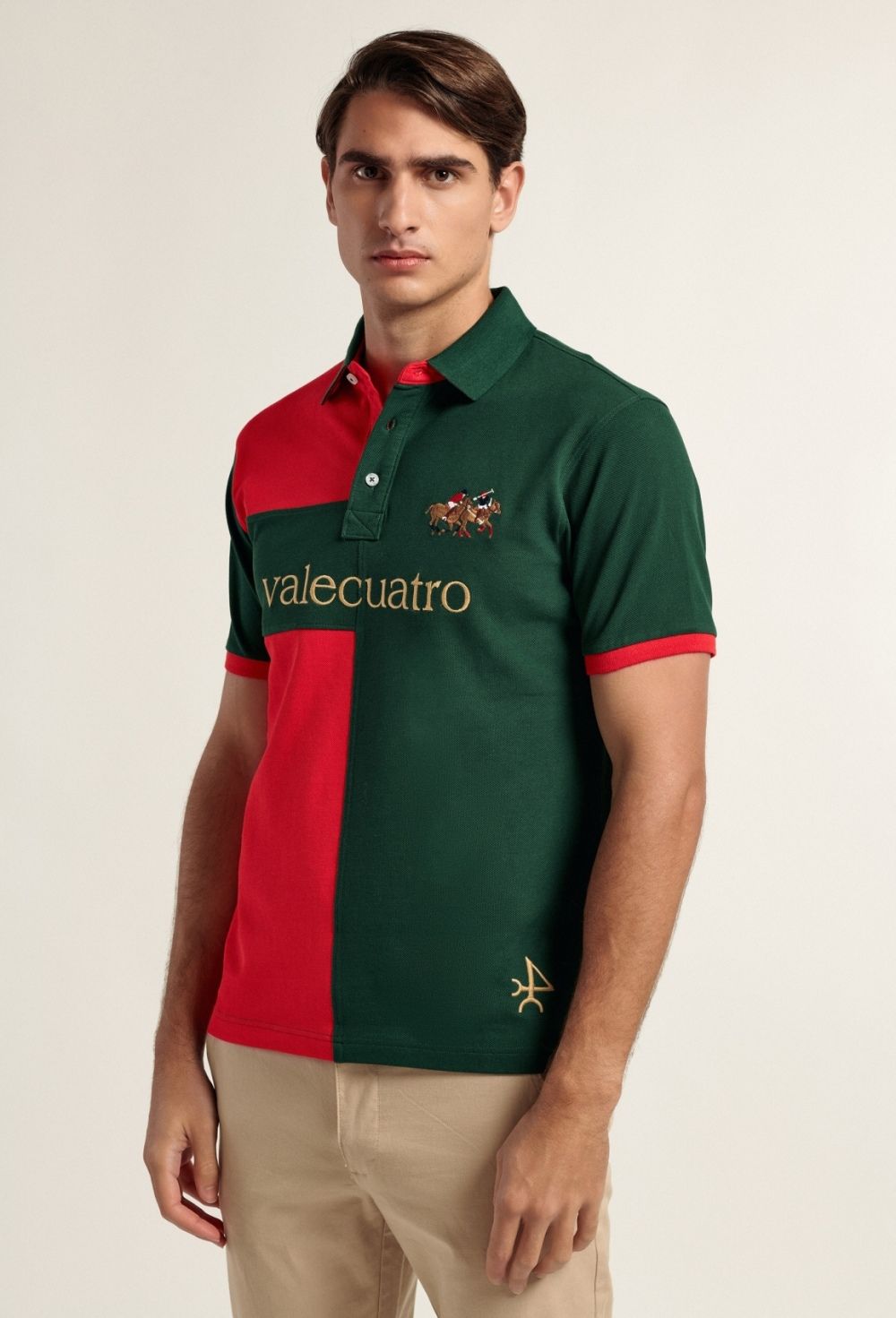 Polo bloques verde y rojo - Valecuatro