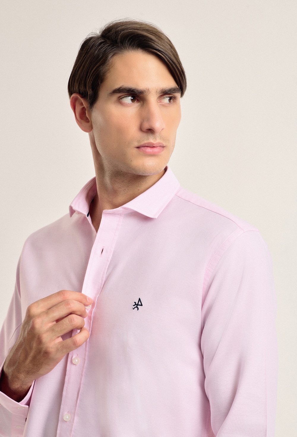 Camisa rosa clásica con cuello italiano - 37.74