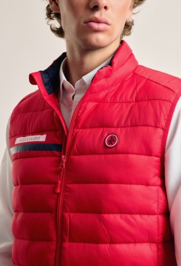 Chaleco acolchado rojo banda Valecuatro