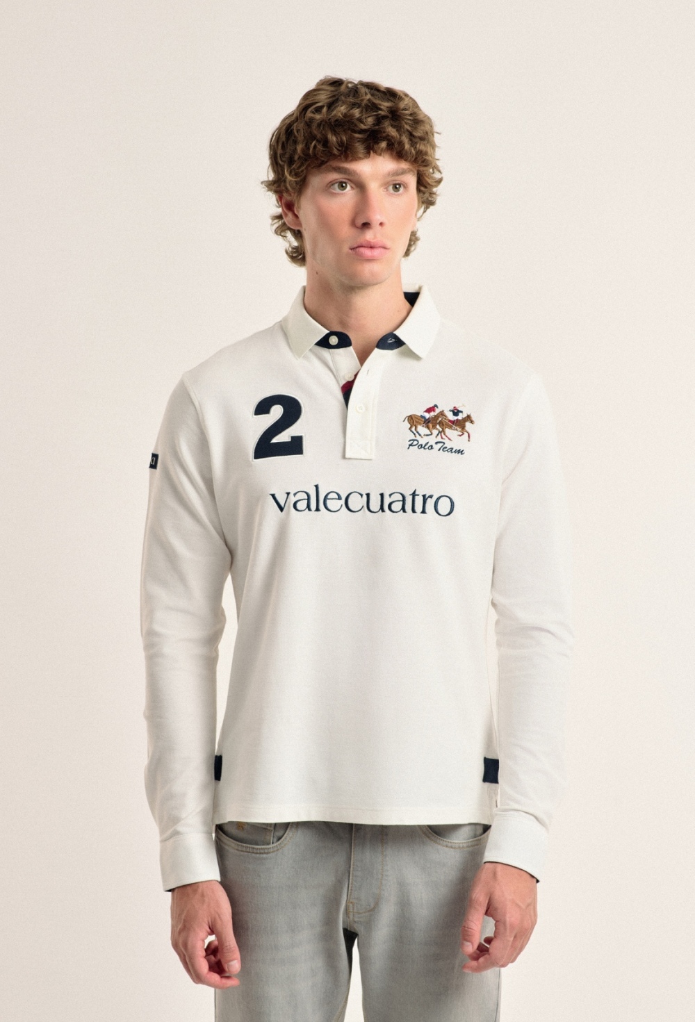 Polo Valecuatro de hombre blanco roto modelo caballos - Valecuatro - polos