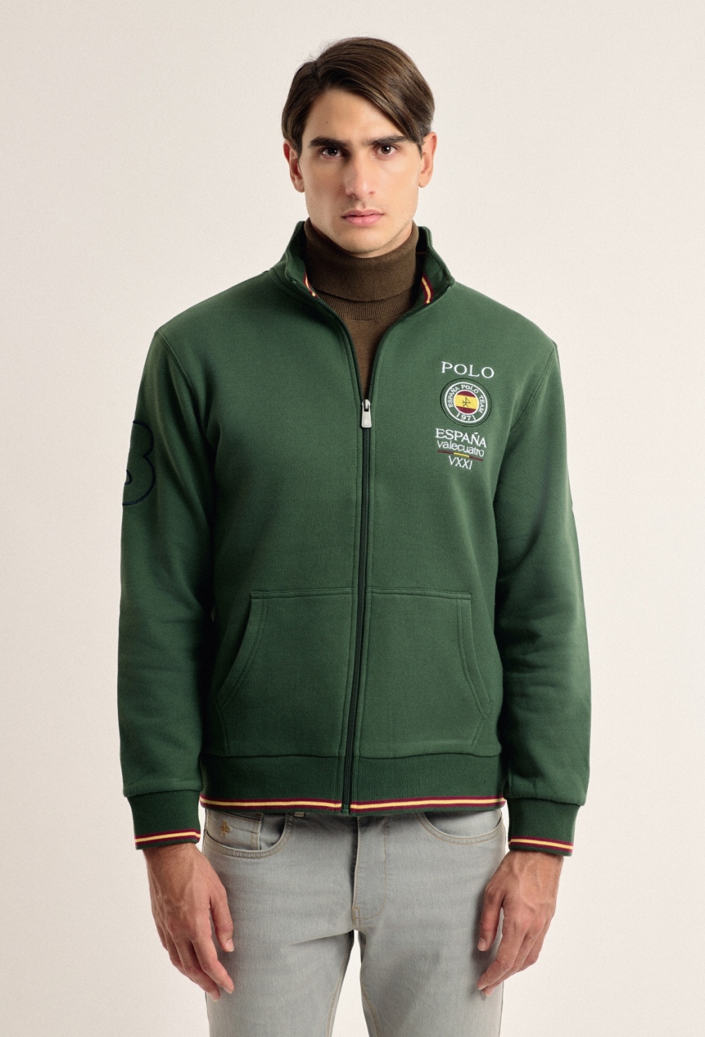 sudaderas - Sudadera cremallera Valecuatro verde escudo España I24H-6114-VDI