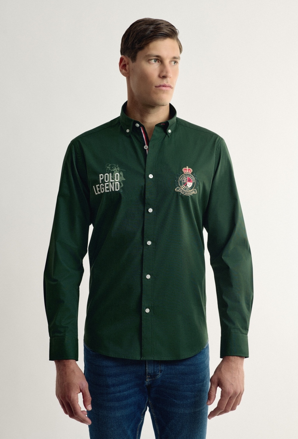 Camisa verde bordada modelo Legend