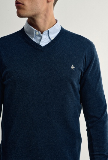 Jersey clásico azul marino Valecuatro con cuello pico