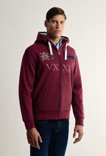 Sudadera cremallera burdeos modelo caballos