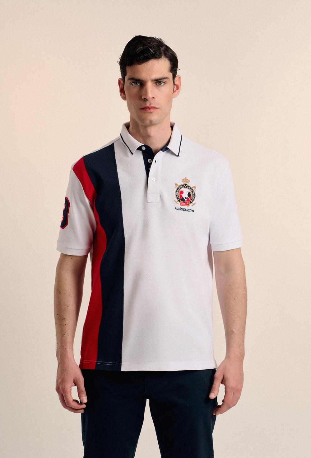 polos - Polo tricolor escudo blanco P25H-6220-BL