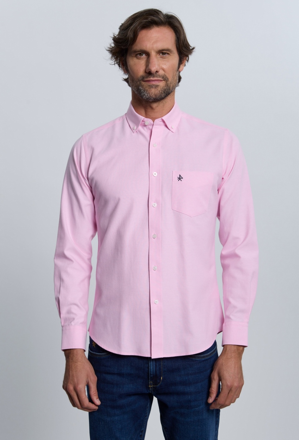 camisas - Camisa bolsillo rosa I25H-6343-RS