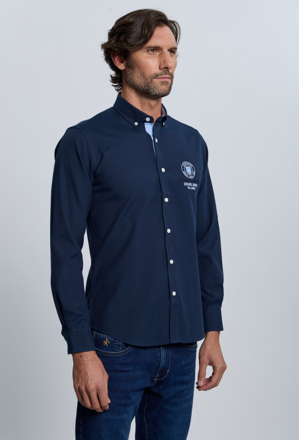 Valecuatro - Camisa bordada Valecuatro azul marino