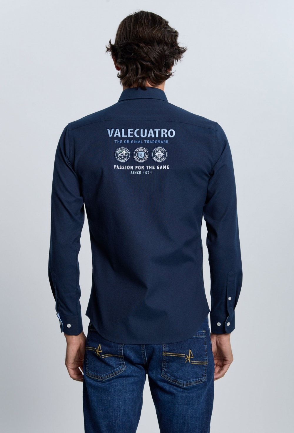 Camisa bordada Valecuatro azul marino