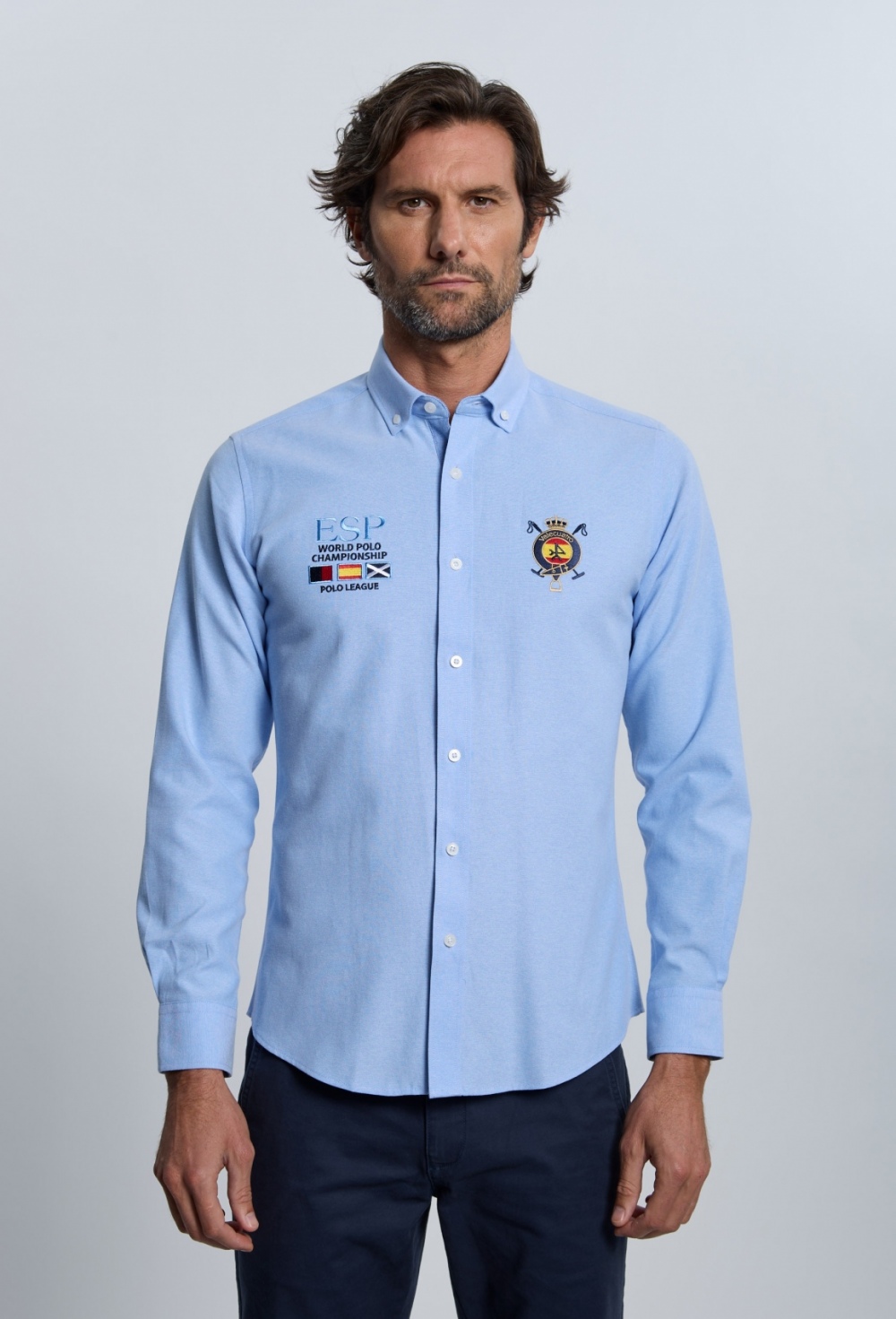 camisas - Camisa bordada Valecuatro España celeste I25H-6350-CEL