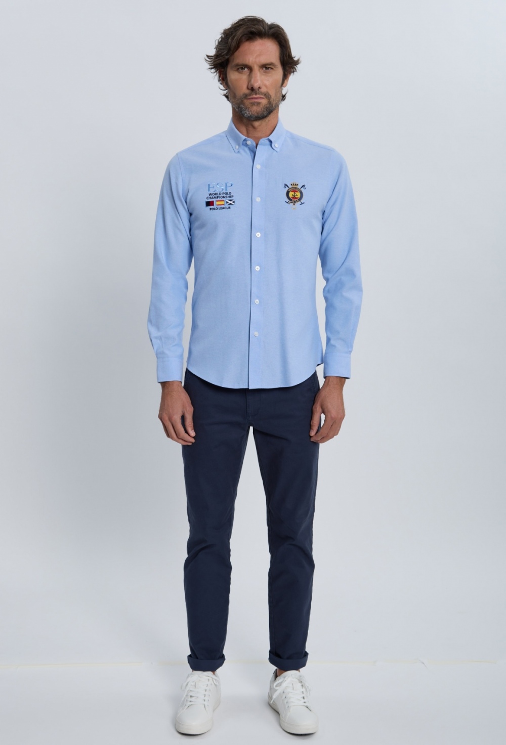 Camisa bordada Valecuatro España celeste