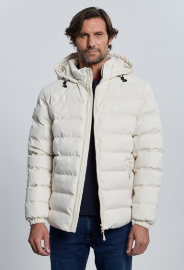 Chaqueta acolchada emboss blanco roto