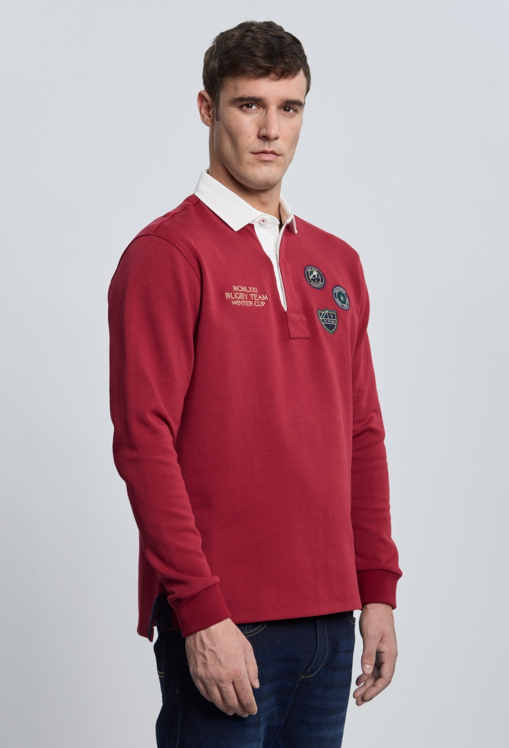 polos-rugby - Rugby 3 escudos burdeos I25H-6377-BU