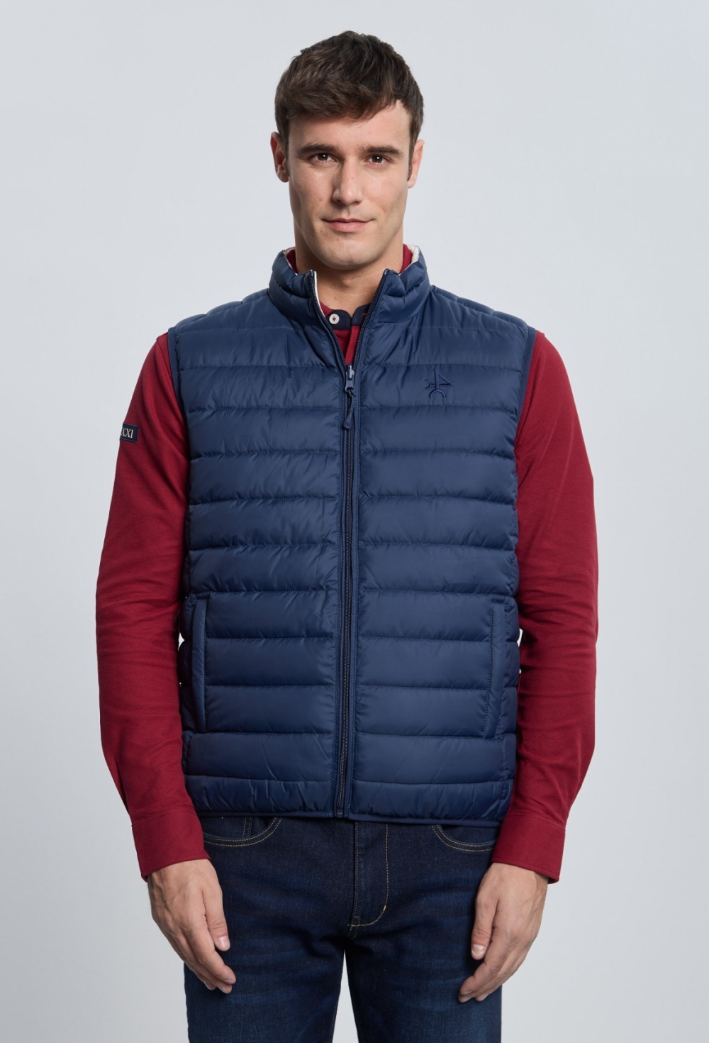 chalecos - Chaleco acolchado reversible azul marino con blanco roto I25H-6420-AZM/BR