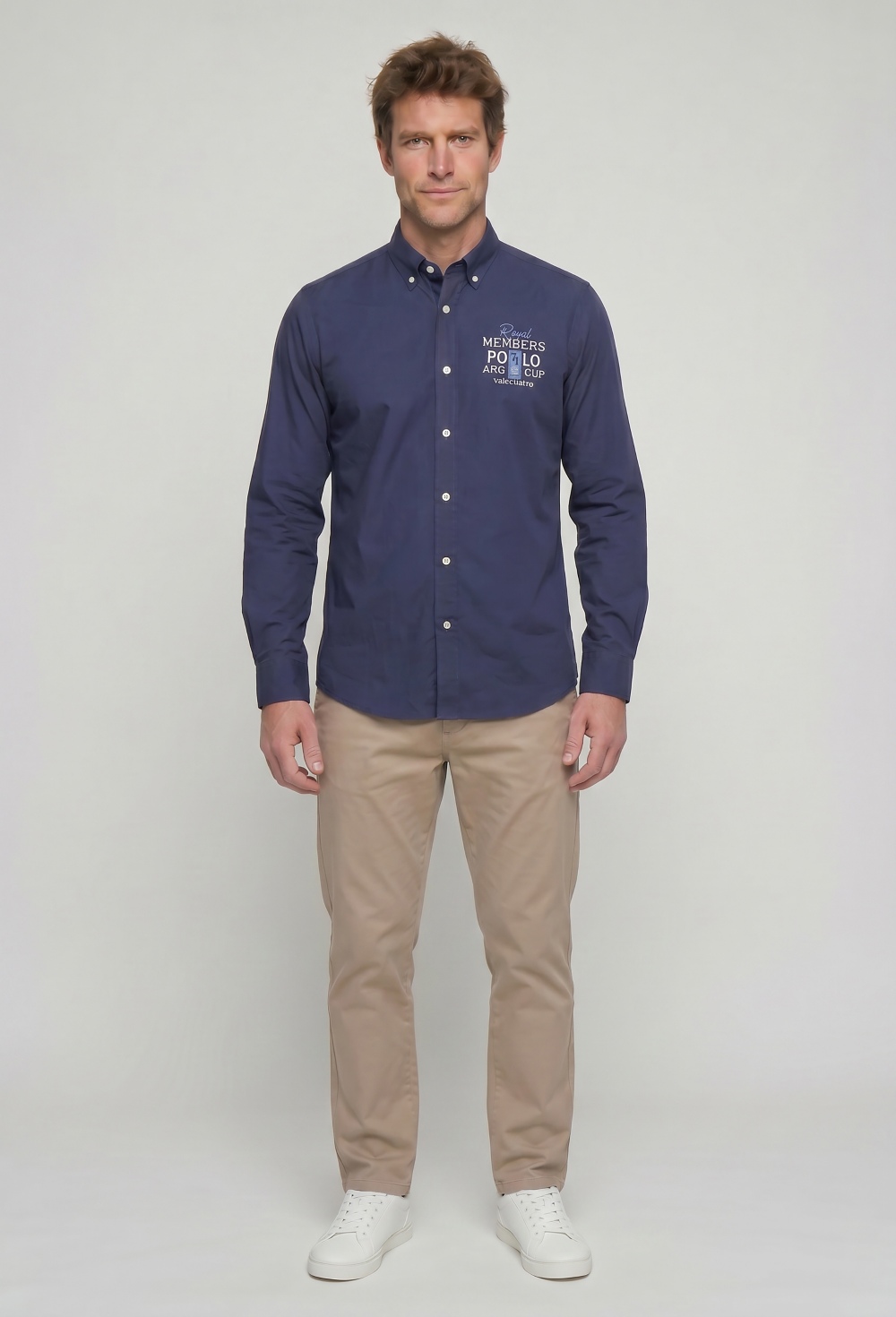 Valecuatro - Camisa bordada Royal Member azul marino