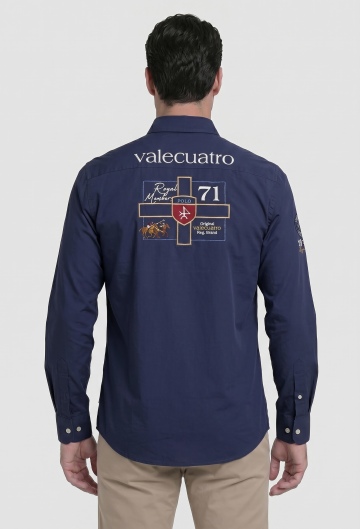 Camisa bordada modelo Player azul marino