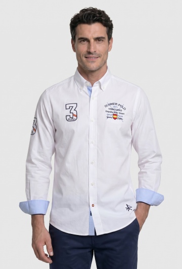 Camisa bordada España Polo blanca