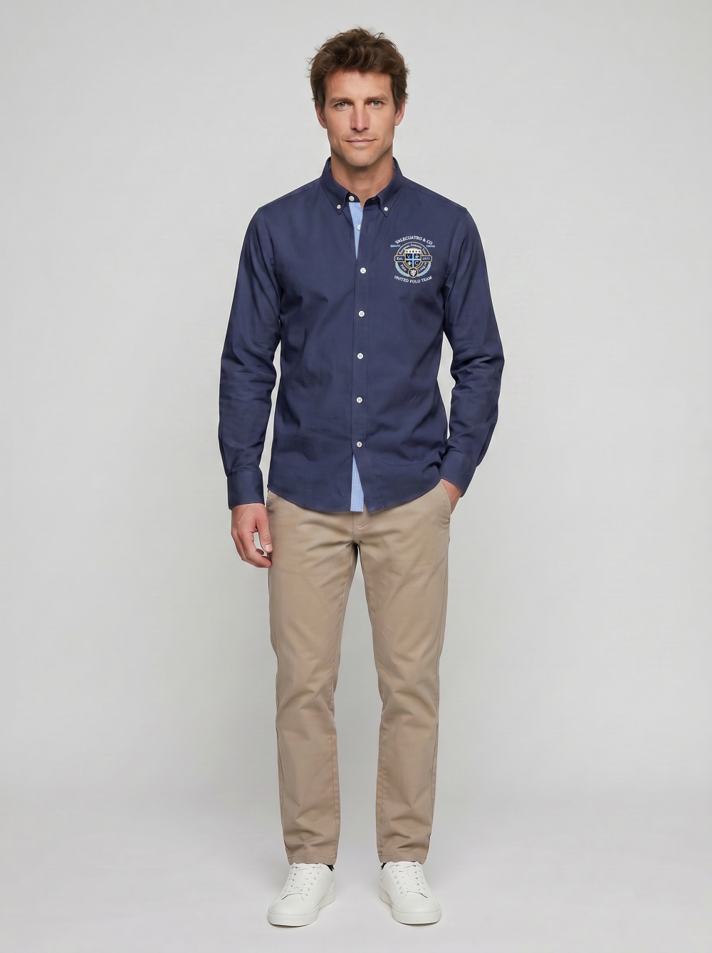 Valecuatro - Camisa semibordada United Polo azul marino