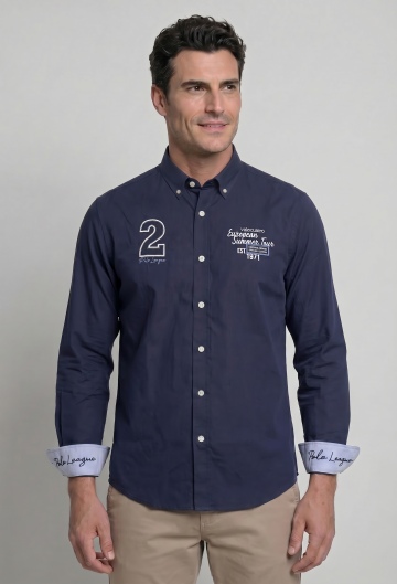 Camisa bordada Summer Tour azul marino
