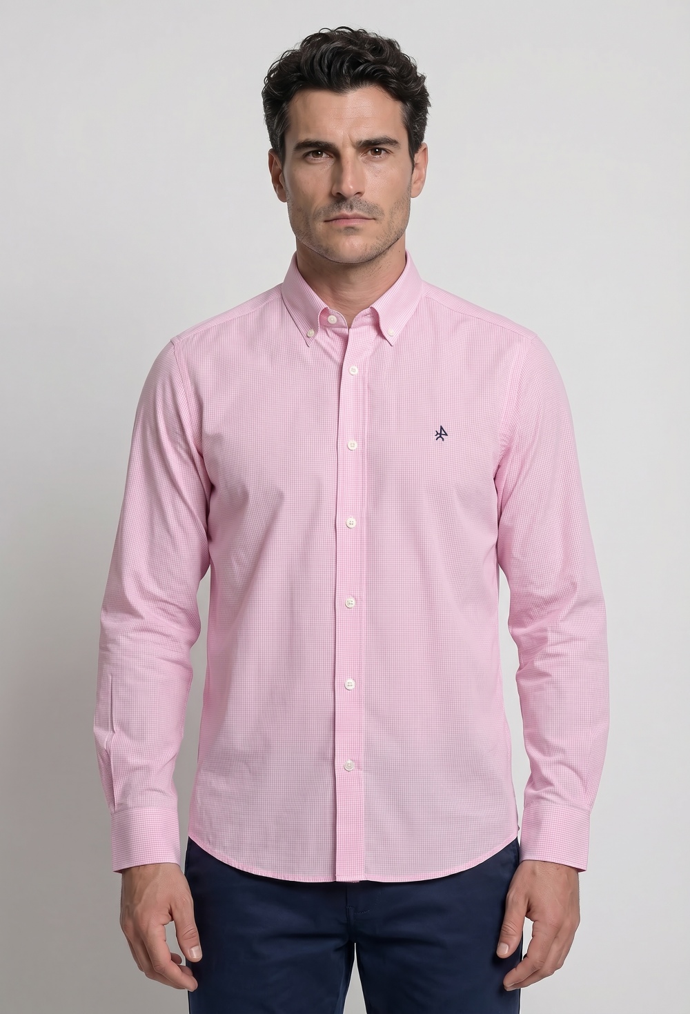 camisas - Camisa cuadro vichy rosa P26H-6519-RS