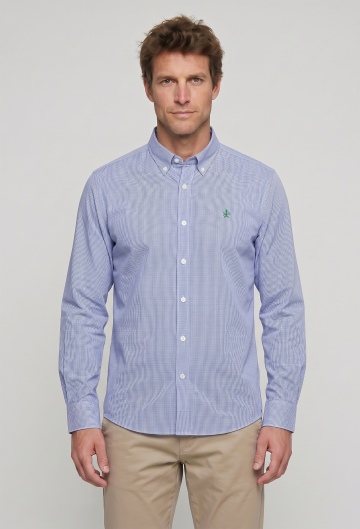 Camisa cuadro vichy azul marino