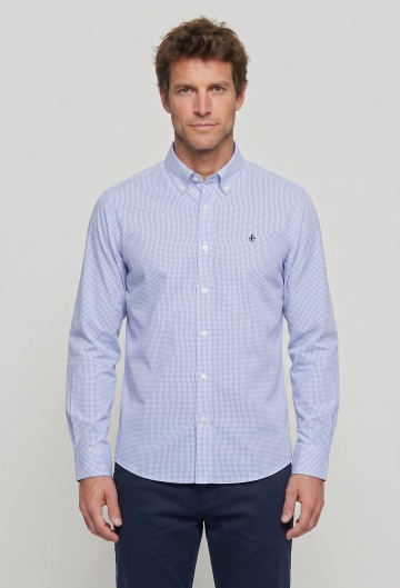 Camisa cuadro vichy celeste