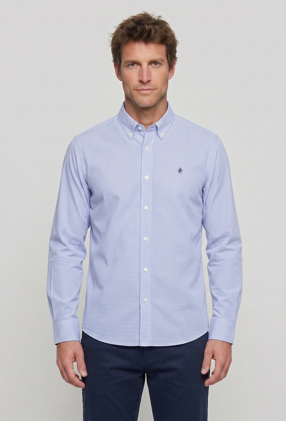 camisas - Camisa cuadro vichy celeste P26H-6518-CEL