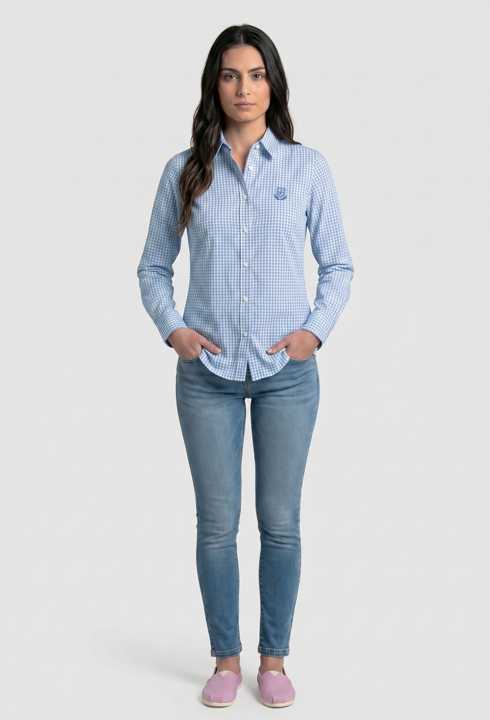 Camisa clásica logo Valecuatro vichy celeste - Valecuatro