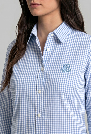 Camisa clásica logo Valecuatro vichy celeste