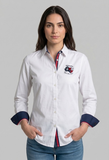 Camisa bordada Ladies Polo Team blanca