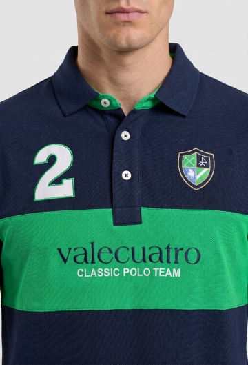Polo bordado franja azul marino