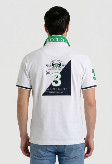 Polo modelo Tour bordado blanco