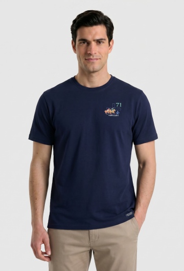 Camiseta Player blanco azul marino