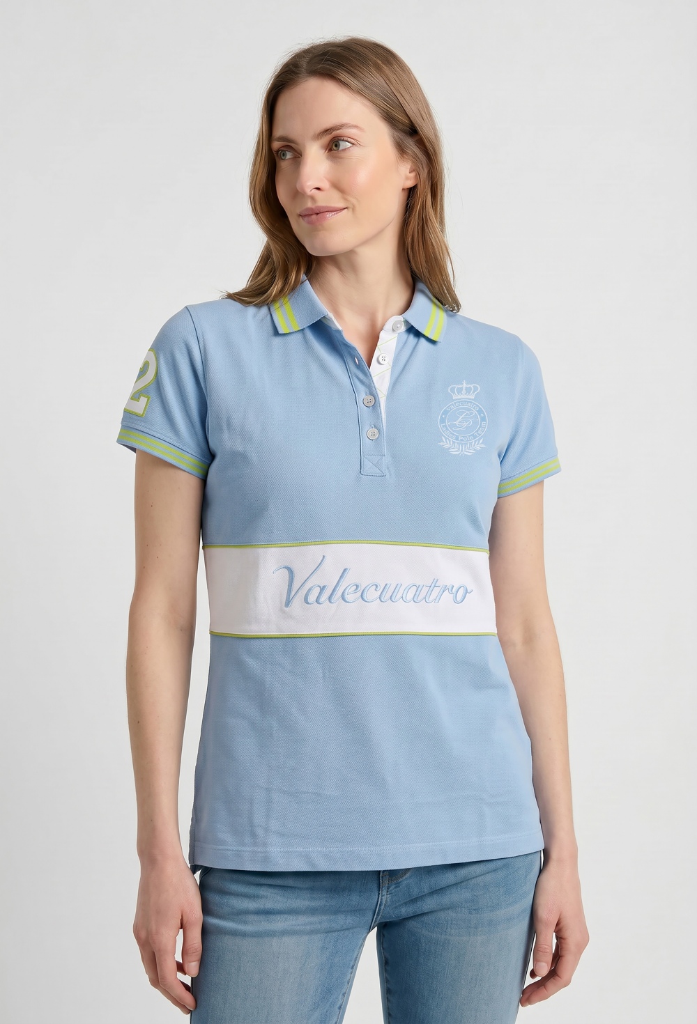 polos - Polo bordado franja Valecuatro celeste P26M-6590-CEL