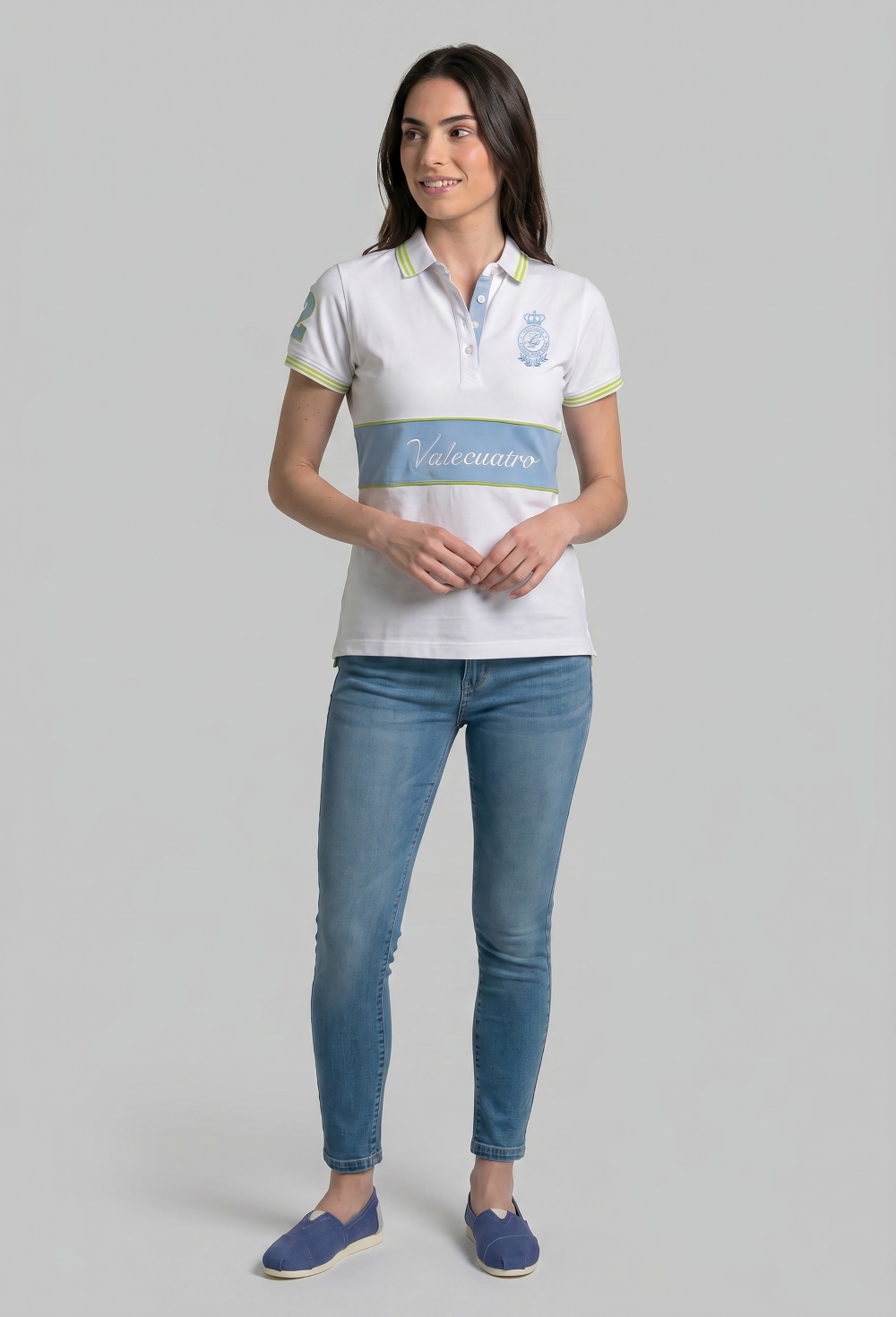 Valecuatro - Polo bordado franja Valecuatro blanco