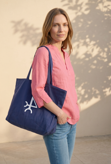 Tote Bag Valecuatro azul marino grande