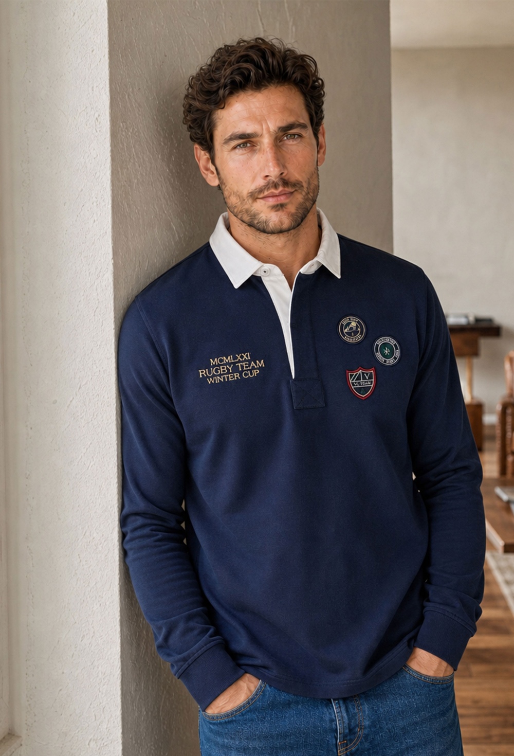 polos-rugby - Rugby 3 escudos azul marino